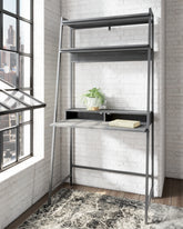 Prime Furniture - Ashley Furniture - Yarlow Office Desk - Home Office Desk and Shelf / Black - H215-27